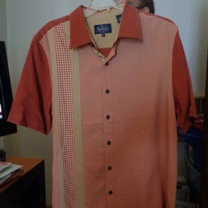 New! NAT NAST Rust & Beige 100% Silk Casual Shirt Medium